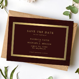 Reserva La Fecha Elegant gold burgundy simple typography wedding
