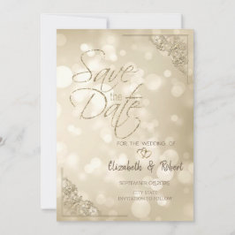 Reserva La Fecha Elegant Gold Hearts Frame Bokeh Save The Date