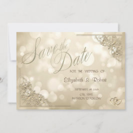 Reserva La Fecha Elegant Gold Hearts Frame Bokeh Save The Date