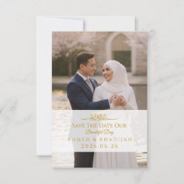 Reserva La Fecha Elegant Gold Photo Save the Date Islamic Wedding 