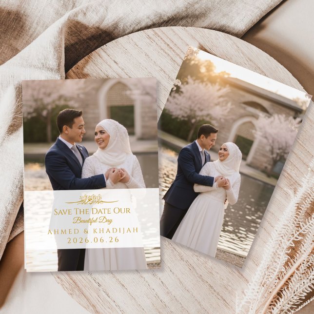 Reserva La Fecha Elegant Gold Photo Save the Date Islamic Wedding  (Subido por el creador)
