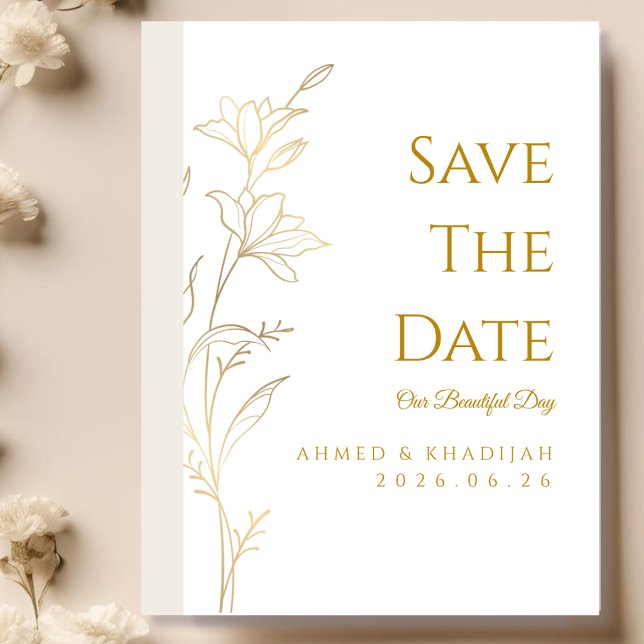 Reserva La Fecha Elegant Gold Save the Date Islamic Wedding  (Subido por el creador)