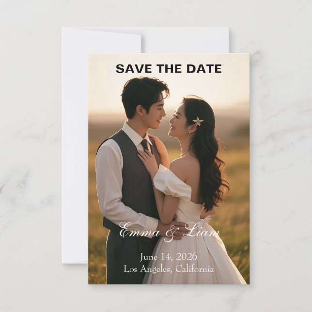 Reserva La Fecha Elegant Golden-Hour Save the Date Card (Anverso)