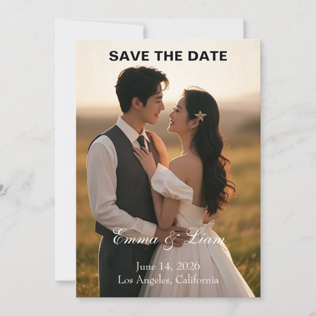 Reserva La Fecha Elegant Golden-Hour Save the Date Card (Anverso)