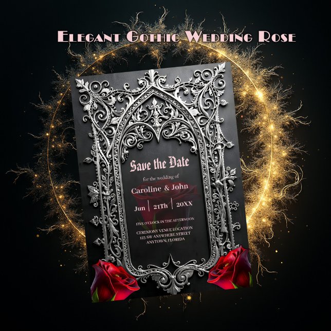 Reserva La Fecha Elegant Gothic Wedding Rose Frame  (Subido por el creador)