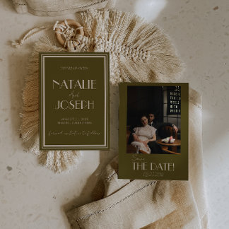 Reserva La Fecha Elegant Grassland Ivory Old Money Photo Wedding