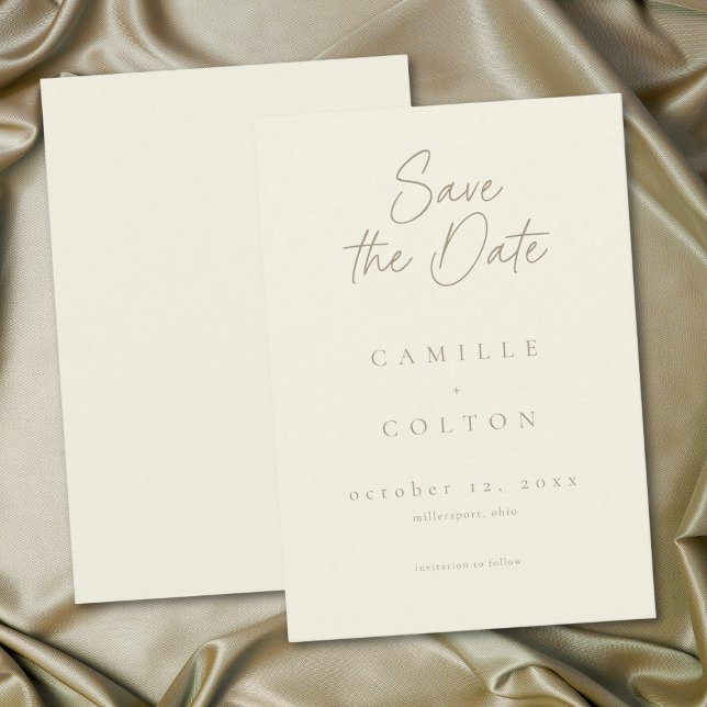 Reserva La Fecha Elegant Ivory Cream Minimalist Wedding (Elegant Ivory Cream Minimalist Wedding Save The Date)