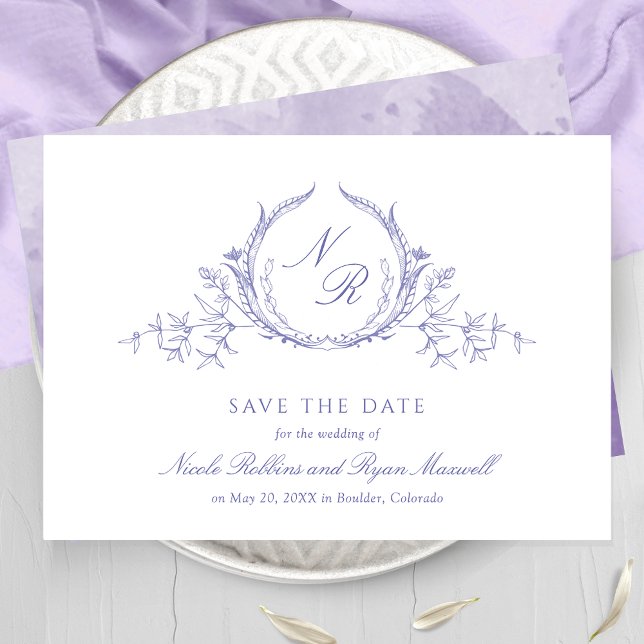 Reserva La Fecha Elegant Lavender Watercolor Monogram Calligraphy (Subido por el creador)