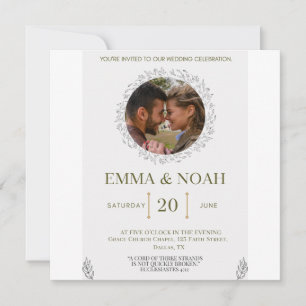 Reserva La Fecha Elegant Leaf Arch Wedding Invitation with Ecclesia