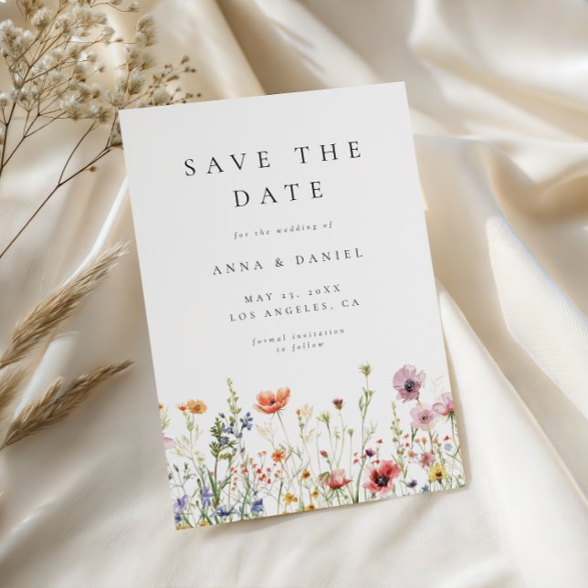 Reserva La Fecha Elegant Minimal Wildflower Wedding Save The Date (Subido por el creador)