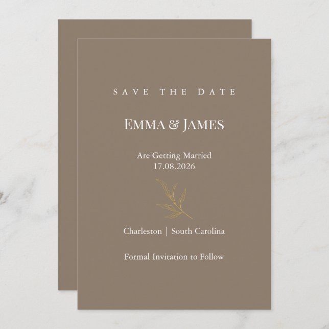 Reserva La Fecha Elegant Minimalist Save the Date Card | Modern (Anverso / Reverso)