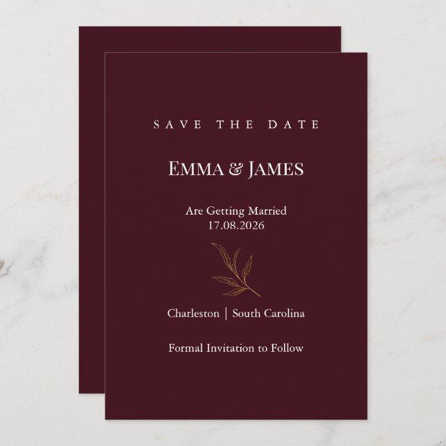 Reserva La Fecha Elegant Minimalist Save the Date Card | Modern (Anverso / Reverso)