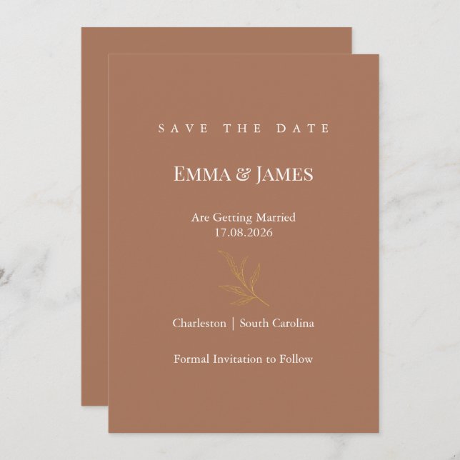 Reserva La Fecha Elegant Minimalist Save the Date Card | Modern (Anverso / Reverso)