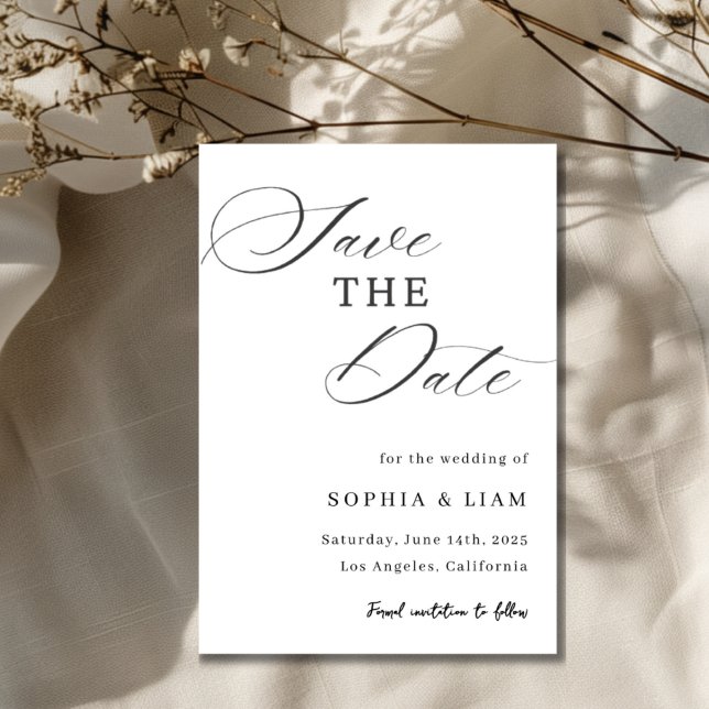 Reserva La Fecha Elegant Minimalist Script Save the Date Card (Subido por el creador)