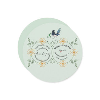 Reserva La Fecha Elegant Mint Green & Botanical Bird Bridal Shower 