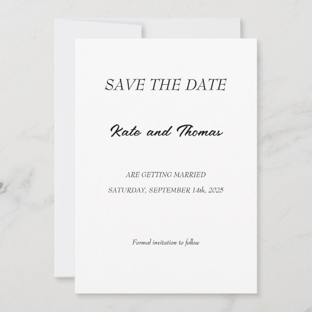 Reserva La Fecha Elegant Modern Calligraphy Minimalist Chic Wedding (Anverso)