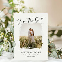 Elegant Modern Script Rustic Photo Frame Wedding