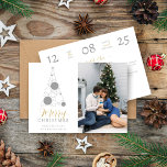 Reserva La Fecha Elegant Modern Wedding Christmas Tree<br><div class="desc">Elegant Modern Wedding Christmas Tree Photo in Grey and Fake Gold Holiday Card as a Save the Date Card. Celebrate the magic of the season and announce your Christmas wedding. This Save the Date card is a true gem that captures the spirit of Christmas. A modern gray design with a...</div>