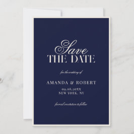 Reserva La Fecha Elegant Navy Blue Old Money Wedding