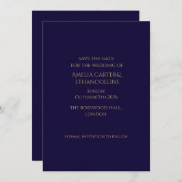 Reserva La Fecha Elegant Navy personalized Save The Date Card