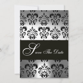 RESERVA LA FECHA ELEGANT NEGRO GRIS BLANCO DAMASCO MONOGRAMA BODA
