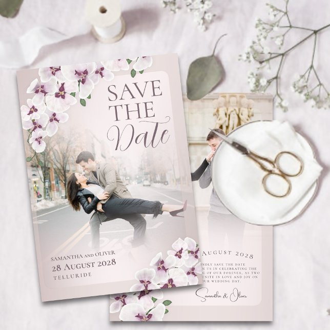 Reserva La Fecha Elegant Orchid Wedding Save the Date  (Subido por el creador)