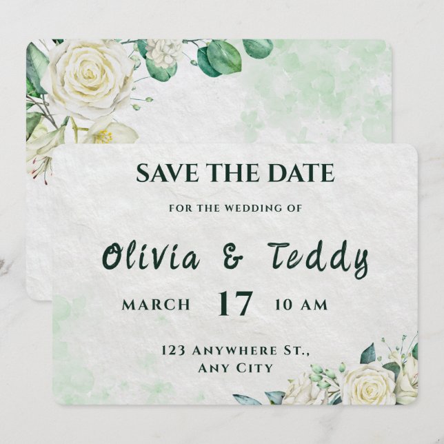 Reserva La Fecha Elegant Organic Modern Wedding Save The Date (Anverso / Reverso)