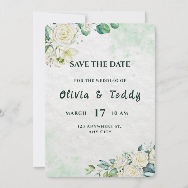 Reserva La Fecha Elegant Organic Modern Wedding Save The Date (Anverso)