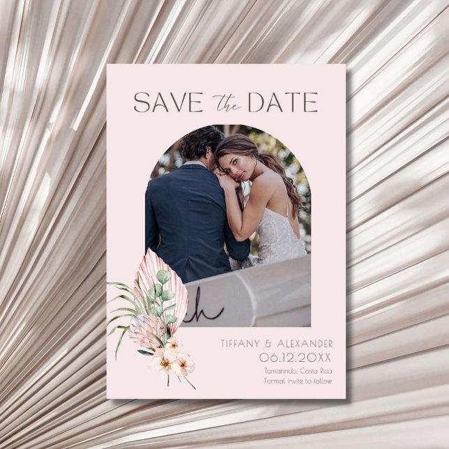 Reserva La Fecha Elegant Palm Arch Destination Photo Save the Date (Elegant Palm Arch Destination Photo Save the Date)