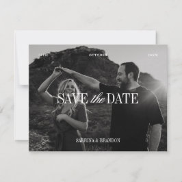 Reserva La Fecha Elegant Photo Black & White Save the Date Card