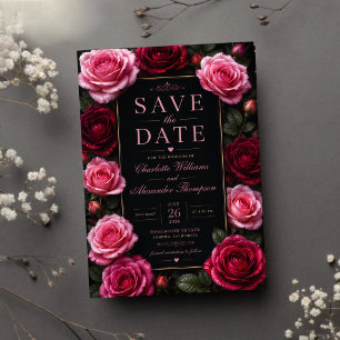 Reserva La Fecha Elegant Pink and Burgundy Rose