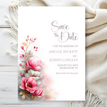 Elegant Pink Floral Wedding Save the Date