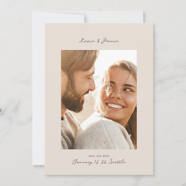 Reserva La Fecha Elegant Retro Photo Wedding  (Anverso)