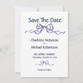 Reserva La Fecha Elegant Ribbon & Bow Romantic Wedding Navy & White