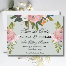 Reserva La Fecha Elegant Romantic Handpainted Floral Wedding