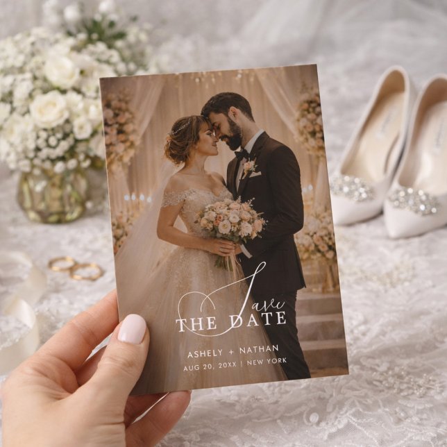 Reserva La Fecha Elegant Romantic Photo Save the Date Card (Subido por el creador)