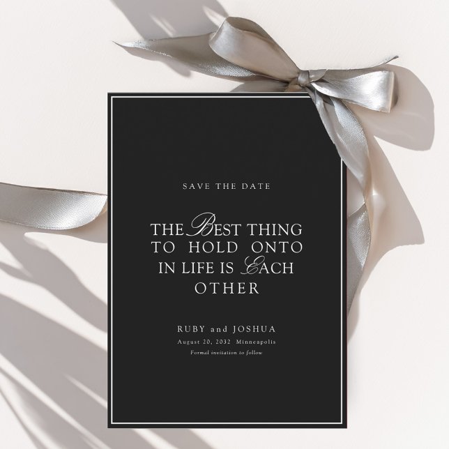 Reserva La Fecha Elegant Royal Black & White Wedding  (Elegant Royal Black & White Wedding Save The Date)