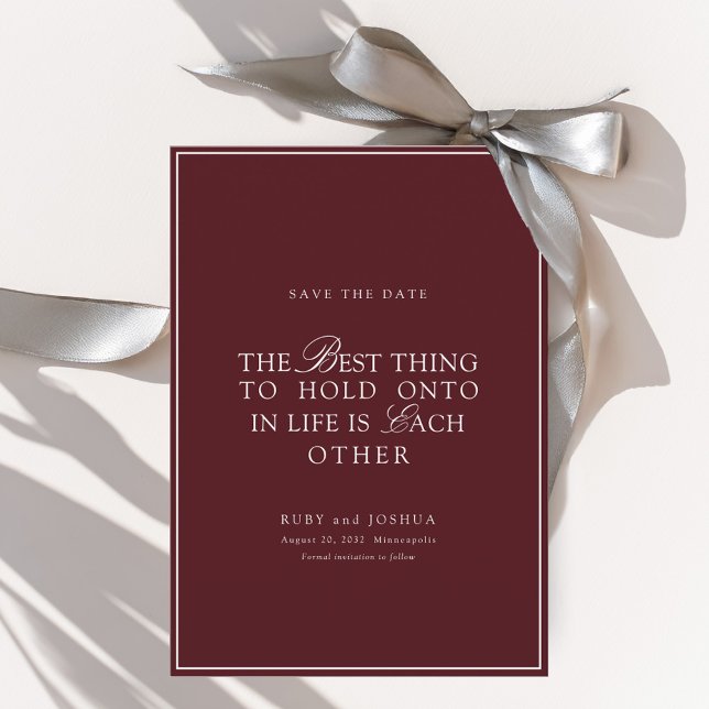 Reserva La Fecha Elegant Royal Burgundy & White Wedding  (Elegant Royal Burgundy & White Wedding Save The Date)