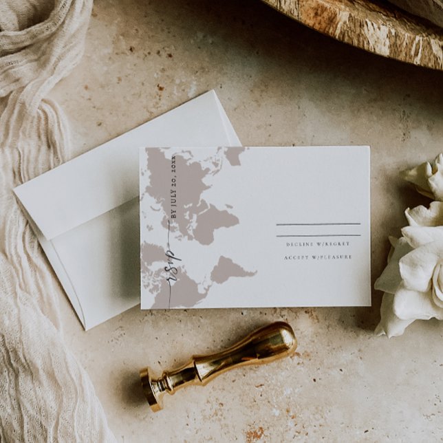 Reserva La Fecha Elegant RSVP Card - World Map (Subido por el creador)