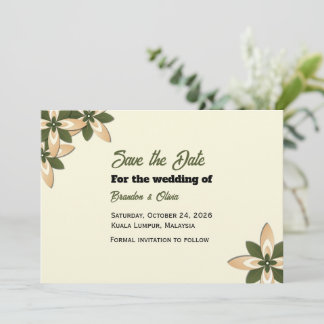 Reserva La Fecha Elegant Sage Green and Beige Geometric Floral