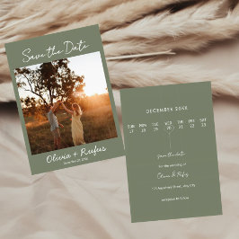 Reserva La Fecha Elegant Sage Green Photo Save the Date Card