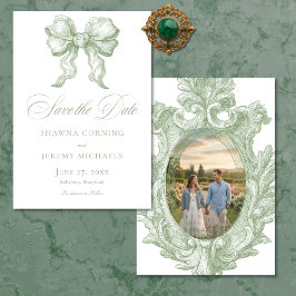 Reserva La Fecha Elegant Sage Green Toile French Manor Photo