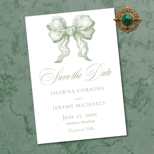 Reserva La Fecha Elegant Sage Green Toile French Manor Wedding (Elegant Sage Green Toile French Manor Wedding Save The Date)