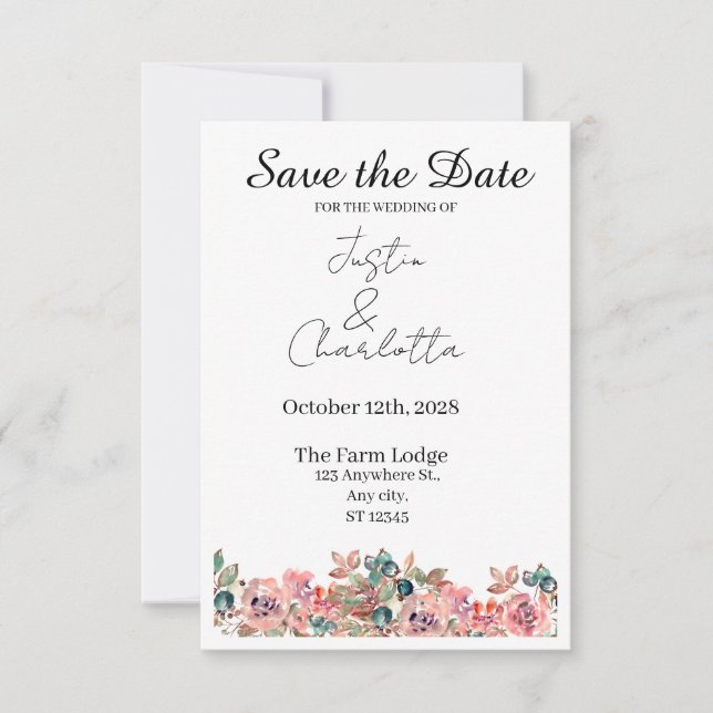 Reserva La Fecha Elegant Save the Date Wedding Card (Anverso)
