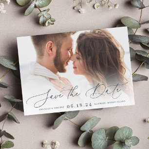 Reserva La Fecha Elegant Script   Horizontal Photo
