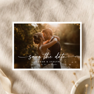 Reserva La Fecha Elegant Script Modern Overlay Photo Wedding