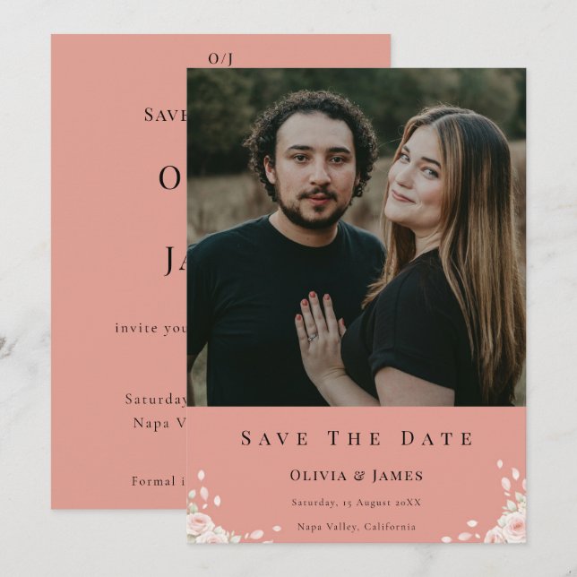 Reserva La Fecha Elegant Script Photo Wedding Save the Date Invite  (Anverso / Reverso)