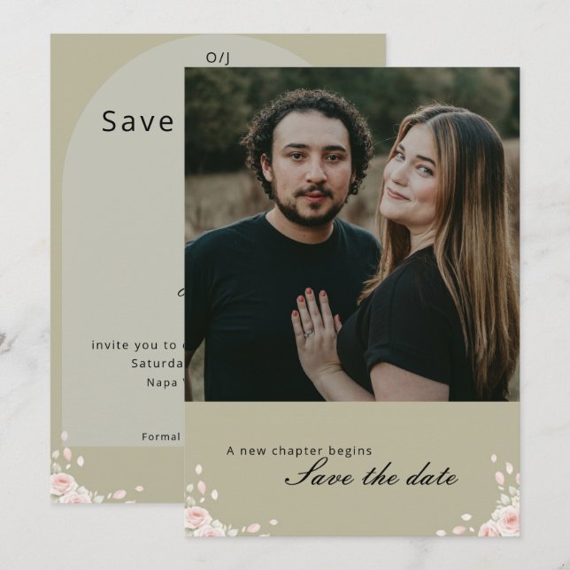 Reserva La Fecha Elegant Script Photo Wedding Save the Date Invite  (Anverso / Reverso)