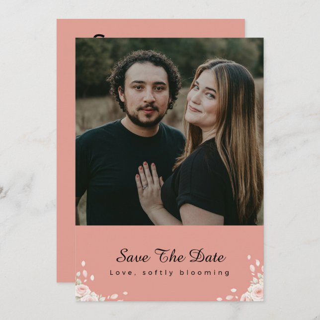 Reserva La Fecha Elegant Script Photo Wedding Save the Date Invite  (Anverso / Reverso)