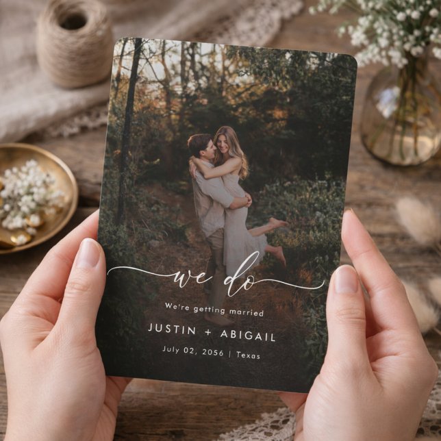 Reserva La Fecha Elegant Script We Do Rustic Boho Photo Wedding (Subido por el creador)